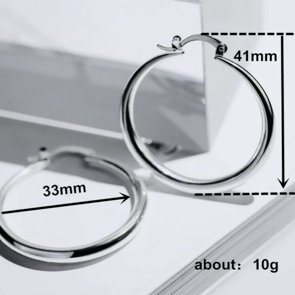 925 Silver, Gold, Rose Gold Hoop Earrings - Picture 5 of 6